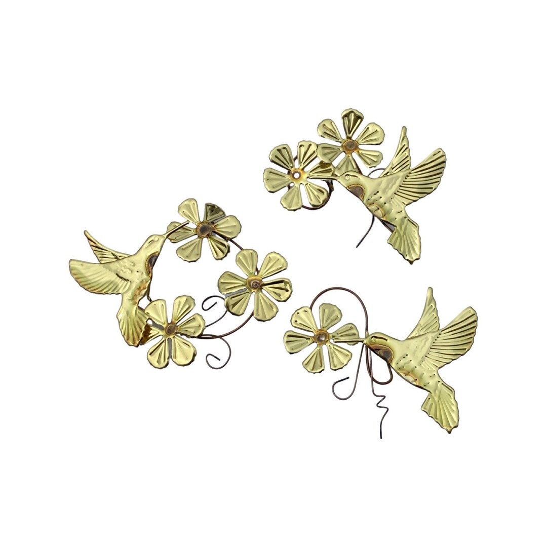 Vintage Brass Hummingbirds 3D Wall Hanging Mid Century Metal Etsy