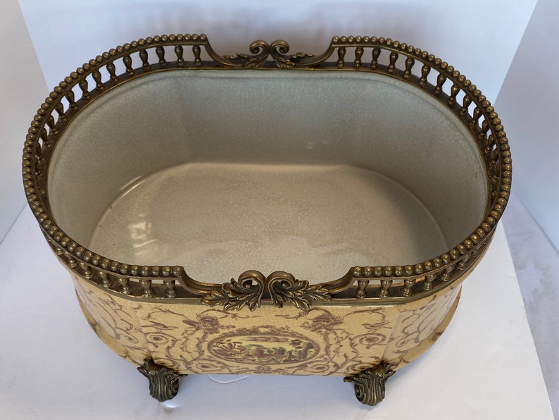 Antique Porcelain Planter Oriental Orchid Pot Chinoiserie Etsy