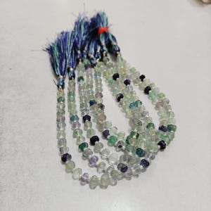 8 Inches Multi Fluorite Carving Rondelle Beads, Fluorite Gemstone Beads, Fluorite Bead for Jewelry Making Crafting