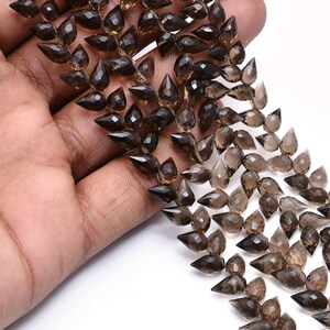 Smoky Quartz Faceted Teardrop Beads: 7x11mm, 7&#39;&#39; Strand