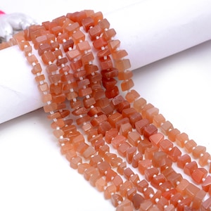 Peach Moonstone Nugget Beads: Natural Gemstone, 8&#39;&#39; Strand