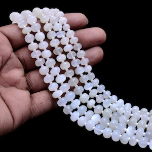 Moonstone Beads, White Moonstone Smooth Rondelle Gemstone Beads Strand Wholesale Moonstone Gems