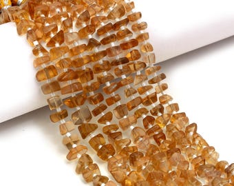 Natural Citrine Quartz Tumble Beads: Golden Gemstone Jewelry Making (8'' Strand)