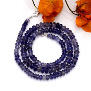 Ombre Iolite Necklace | Iolite Beaded Necklace | Iolite Necklace For Women | Gemstone Necklace For Women | Beaded Iolite Necklace Jewelry