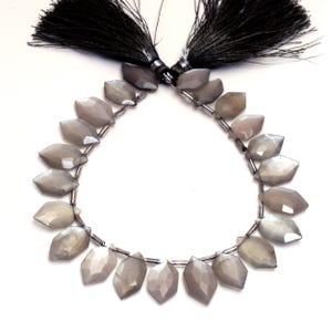 22 PIECES STRAND Gray Moonstone Faceted Fancy Shape Beads 8X12MM Gray Moonstone Gemstone Beads for Jewelry Making