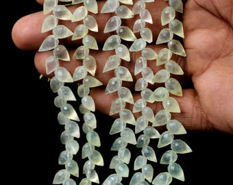Green Prehnite Faceted Teardrop Beads: 6x10mm Gemstone Jewelry Making