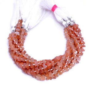 Peach Moonstone Smooth Nuggets Shape Beads Natural Orange Peach Moonstone 6MM To 9MM Beads 8&#39;&#39;Strand Jewelry Making Bead