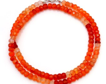 Collar de rondeles de cornalina facetada: joyería de piedras preciosas naranjas