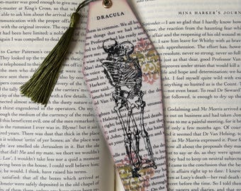Dracula inspired coffin shaped bookmark with skeleton lovers | Bram Stoker | Vampires | Bats | Damask