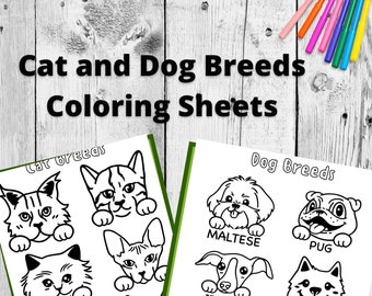 猫と犬の品種の塗り絵