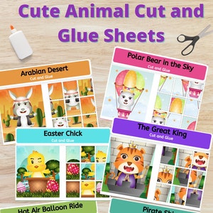 Cute Animal Cut and Glue Sheets