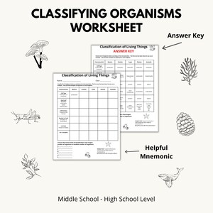 Classifying Organisms Worksheet