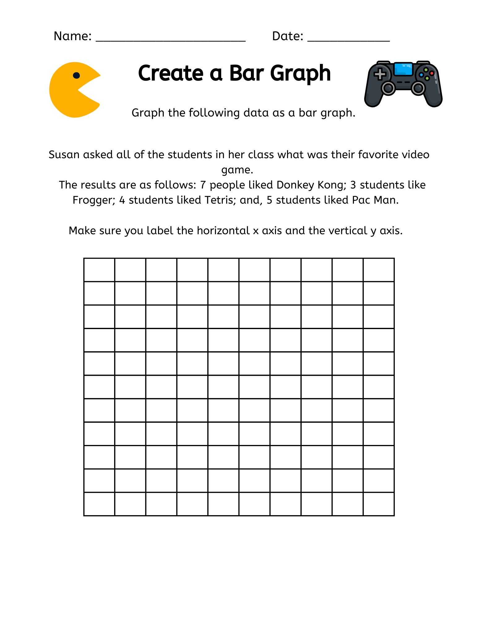Bar graph practice worksheets etsy