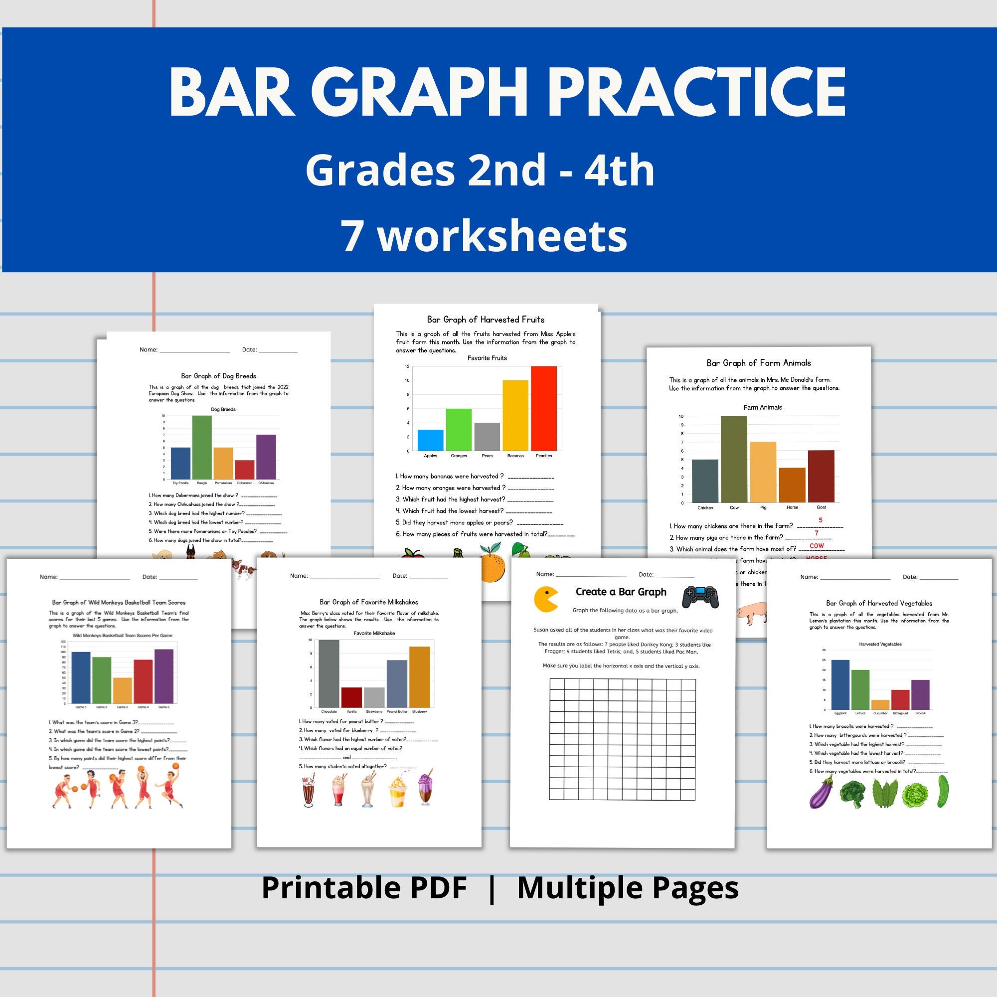 Bar Graph Practice Worksheets Etsy Bar Graph Practice Worksheets Etsy