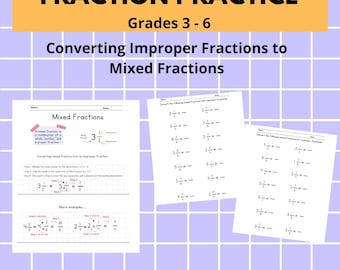 分数の練習 - 仮分数を帯分数に変換する