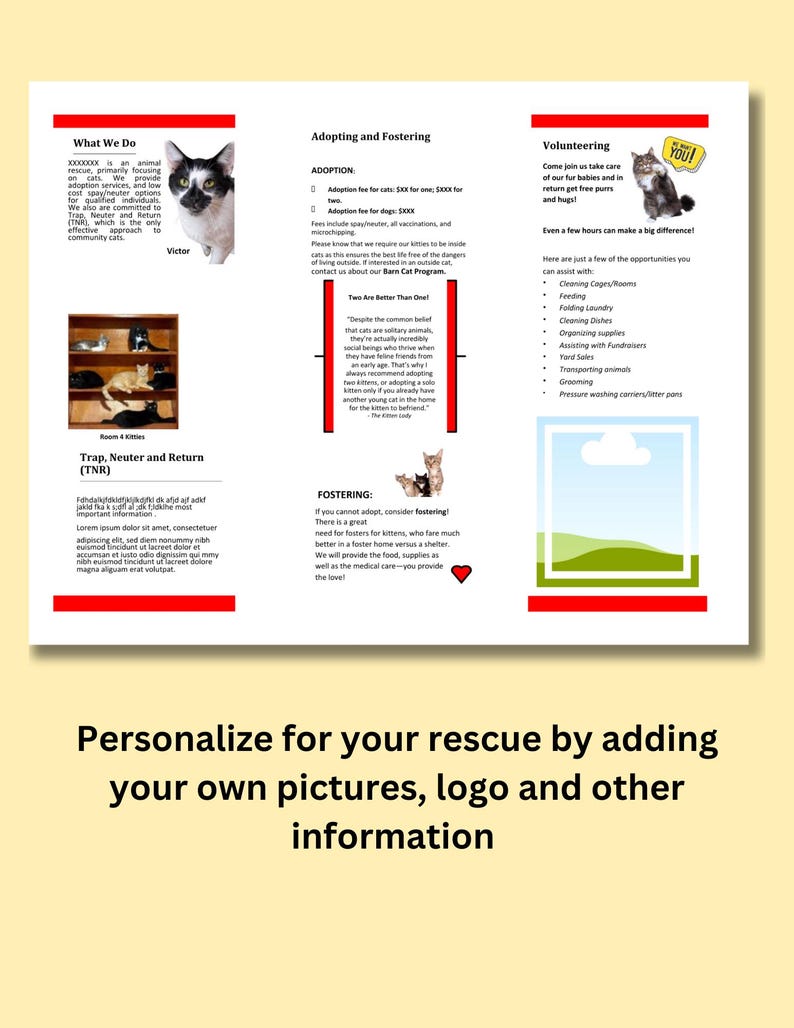 Animal Rescue Pamphlet Template - Etsy