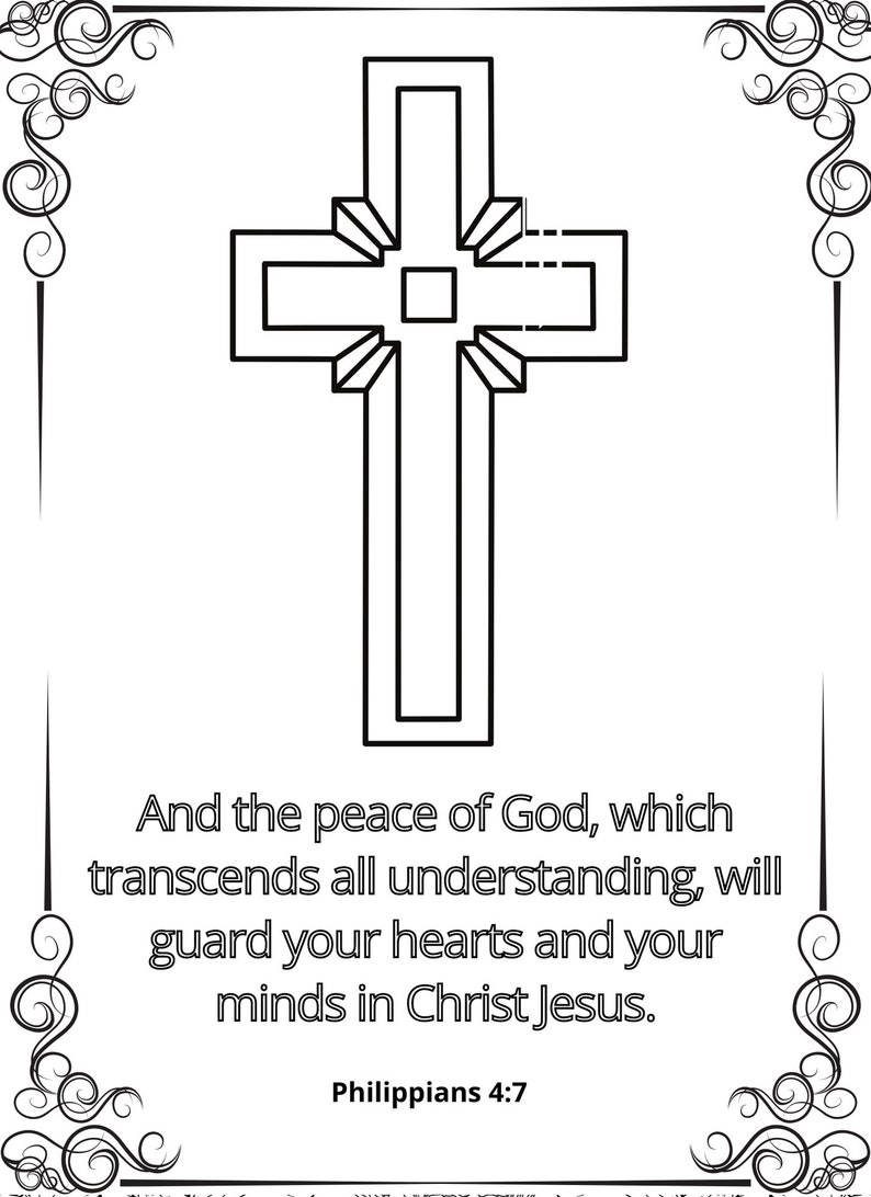 Cross Witha Scripture Cross Coloring Sheets With Scriptures - Etsy