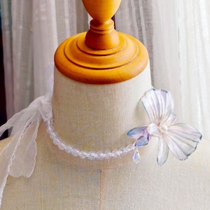 Orchid Necklace,  Resin Statement Choker Necklace, Cute Kawaii Cosplay Fairycore Flower Choker, Bridal Necklace, Birthday Gift for her
