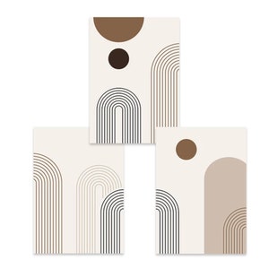 Set of 3 Posters Abstract Boho Rainbow Mid Century Minimalist - Etsy