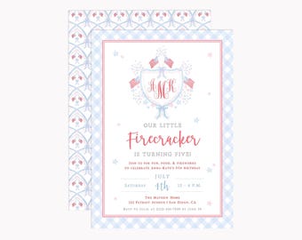 American Flag Crest Invitations | Printed 5x7 Patriotic Americana Party Invites with Envelopes
