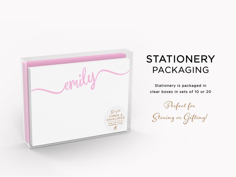 Printed Cursive Name Stationery Set Personalized Note Cards for Girls Custom A2 Flat Stationary with Envelopes image 6