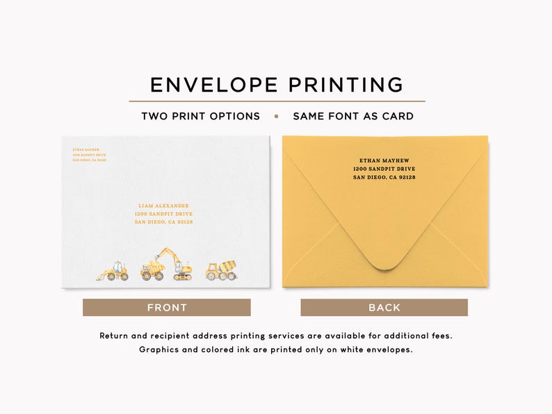 Construction Site Note Cards | Custom 5x7 Truck Stationery With ...