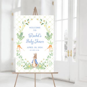 Ausdruckbares Peter Rabbit Willkommensschild | Benutzerdefinierte 24x36 Osterhase Frühlingsparty Poster | Made-to-Order Digitaler Download