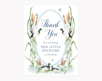 Mallard Duck Note Cards | Custom A2 Folded Outdoorsy Baby Shower Stationery with Envelopes