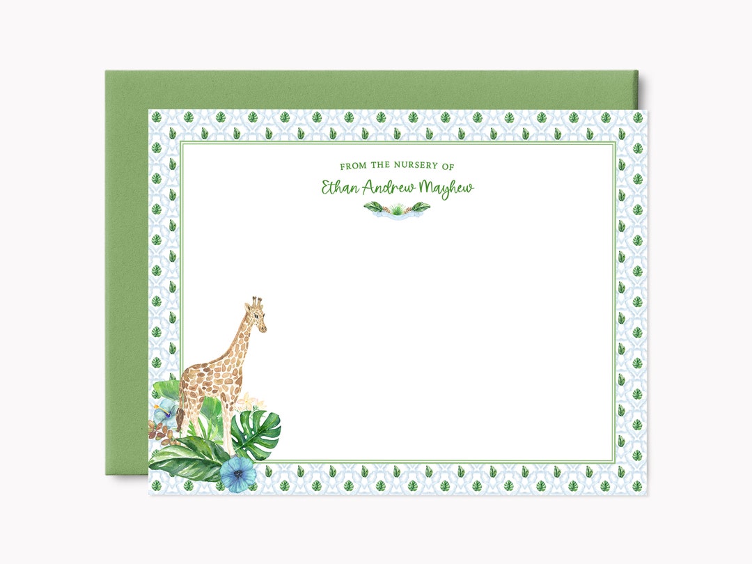 Giraffe in the Jungle Stationery Set | Custom Zoo Safari Note Cards ...