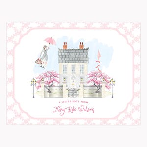 Cherry Tree Lane Note Cards | Printed A2 Folded Mary Poppins-Inspired Stationery with Envelopes
