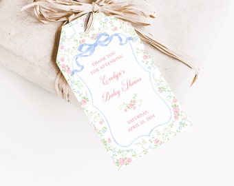 Printed Floral Chintz Gift Tag Set | Grandmillennial Spring Party Favor Tags | Personalized Hang Tags