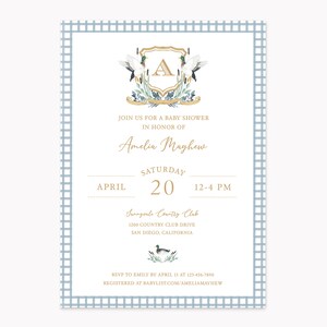 Printable Mallard Duck Crest Invitation Template | DIY Editable 5x7 Baby Shower Invitation for Baby Boy | Instant Digital Download