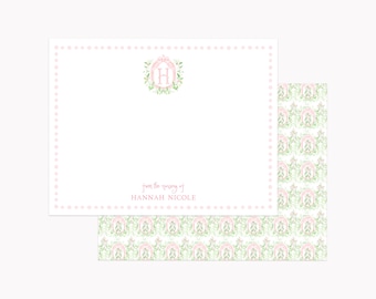 Printed Christian Stationery Set | Custom Monogram Note Cards for Girls | Personalized A2 Flat Stationary with Envelopes