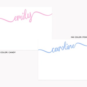 Printed Cursive Name Stationery Set Personalized Note Cards for Girls Custom A2 Flat Stationary with Envelopes image 2