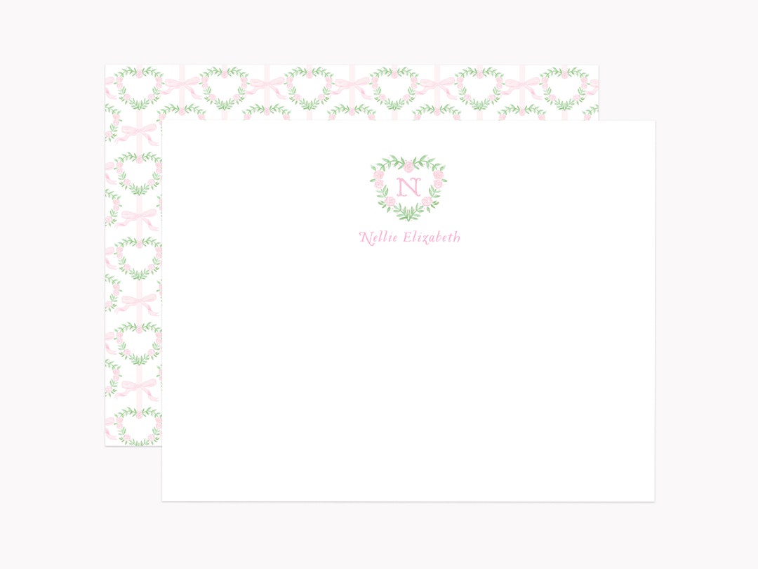 Rose Heart Crest Note Card Custom Valentine's Day Stationery Set ...