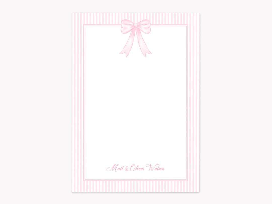 Printed Pink Bow Stationery Set Baby Shower Note Cards for Baby Girl ...