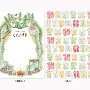 Printed Summer Camp Stationery Set | Custom Watercolor Outdoorsy Note ...