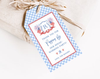 Pedido personalizado para Hailey / Patriotic Crest Housewarming Party Gift Tag / Descarga digital instantánea