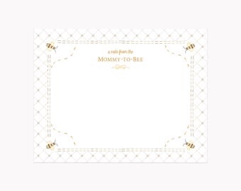 Honey Bee Lattice Stationery Set | Custom Gender Neutral Baby Shower Note Cards | Personalized A2 Flat Stationary with Envelopes