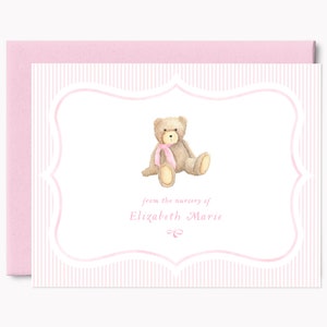 Printed Teddy Bear Stationery Set | Baby Shower Note Cards for Baby Girl | Personalized A2 Folded Stationary with Envelopes