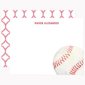 Baseball Stationery Set | Custom Sports Note Cards for Kids | Personalized A2 Flat Stationary with Envelopes