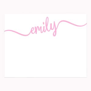 Cursive Name Stationery Set | Custom Script Note Cards for Girls | Personalized A2 Flat Stationary with Envelopes