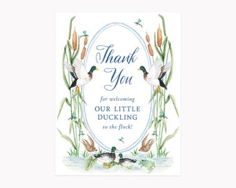 Mallard Duck Note Cards | Printed A2 Folded Outdoorsy Baby Shower Stationery with Envelopes