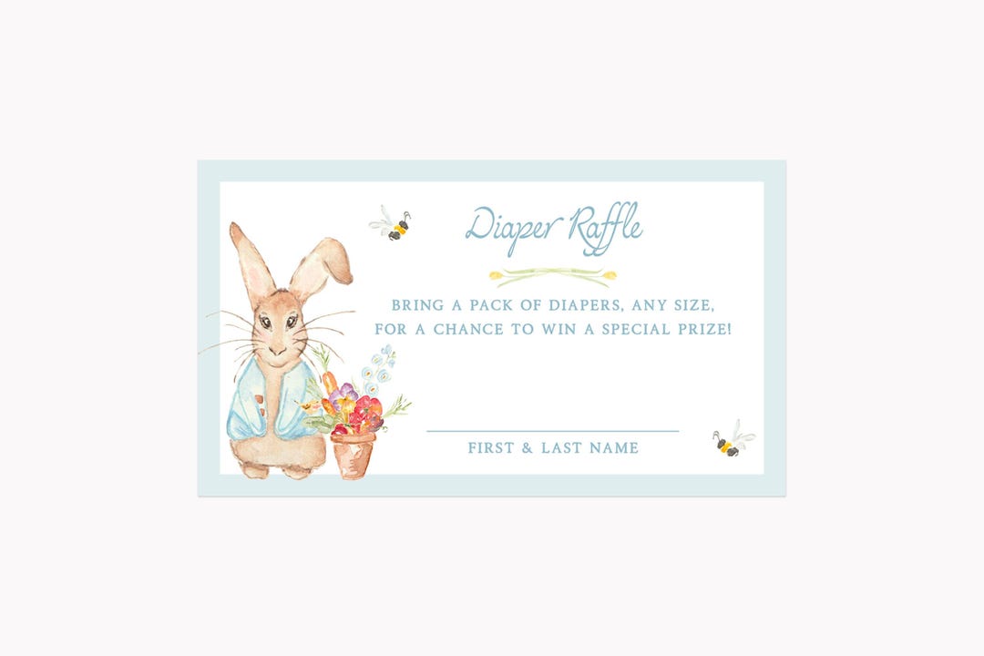 Peter Rabbit Diaper Raffle Sign Peter Rabbit Garden Diaper Raffle Cards | Printed 3.5x2 Baby in Bloom ...