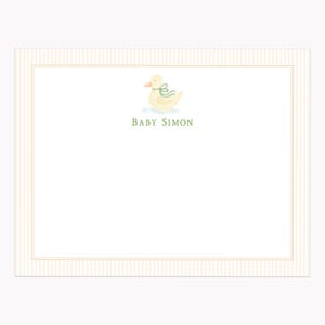 Yellow Ducky Note Cards | Printed A2 Gender Neutral Baby Shower Stationery with Envelopes