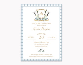 Printed Mallard Duck Crest Invitation Set | Personalized 5x7 Party Invitations with White Envelopes