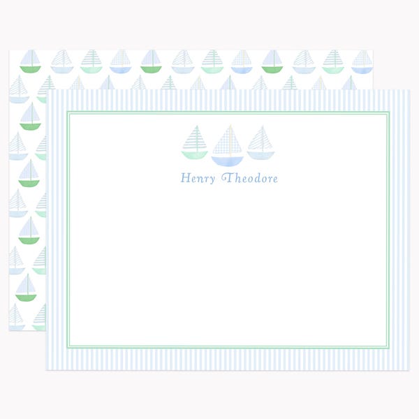 Sailboat Note Cards | Printed A2 Nautical Stationery with Envelopes