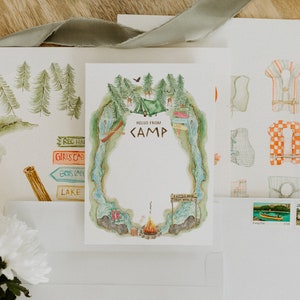 Printed Summer Camp Stationery Set | Custom Watercolor Outdoorsy Note ...