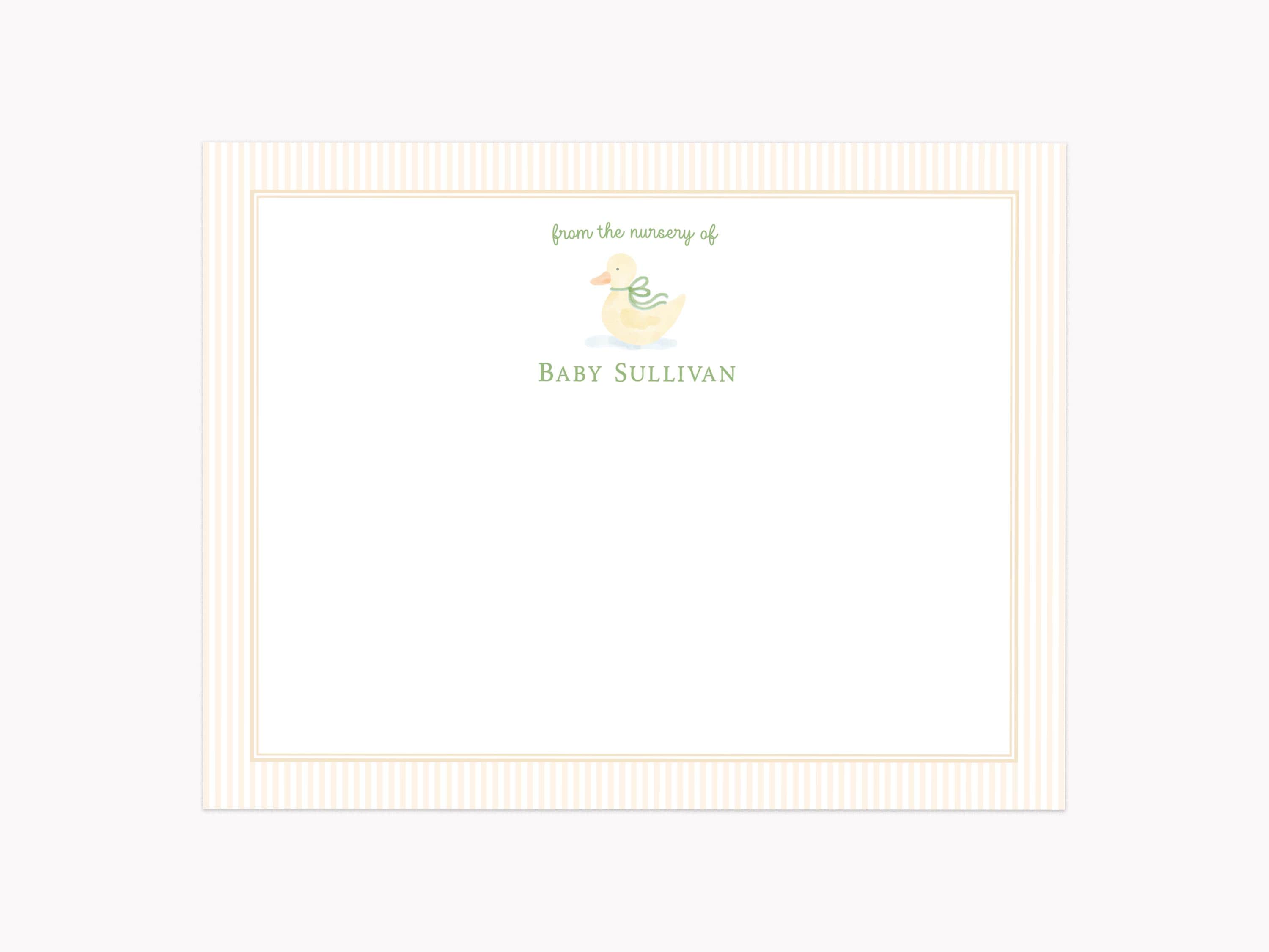 Yellow Ducky Stationery Set | Custom Gender Neutral Baby Shower Note Cards | Personalized A2 Flat Stationary with Envelopes