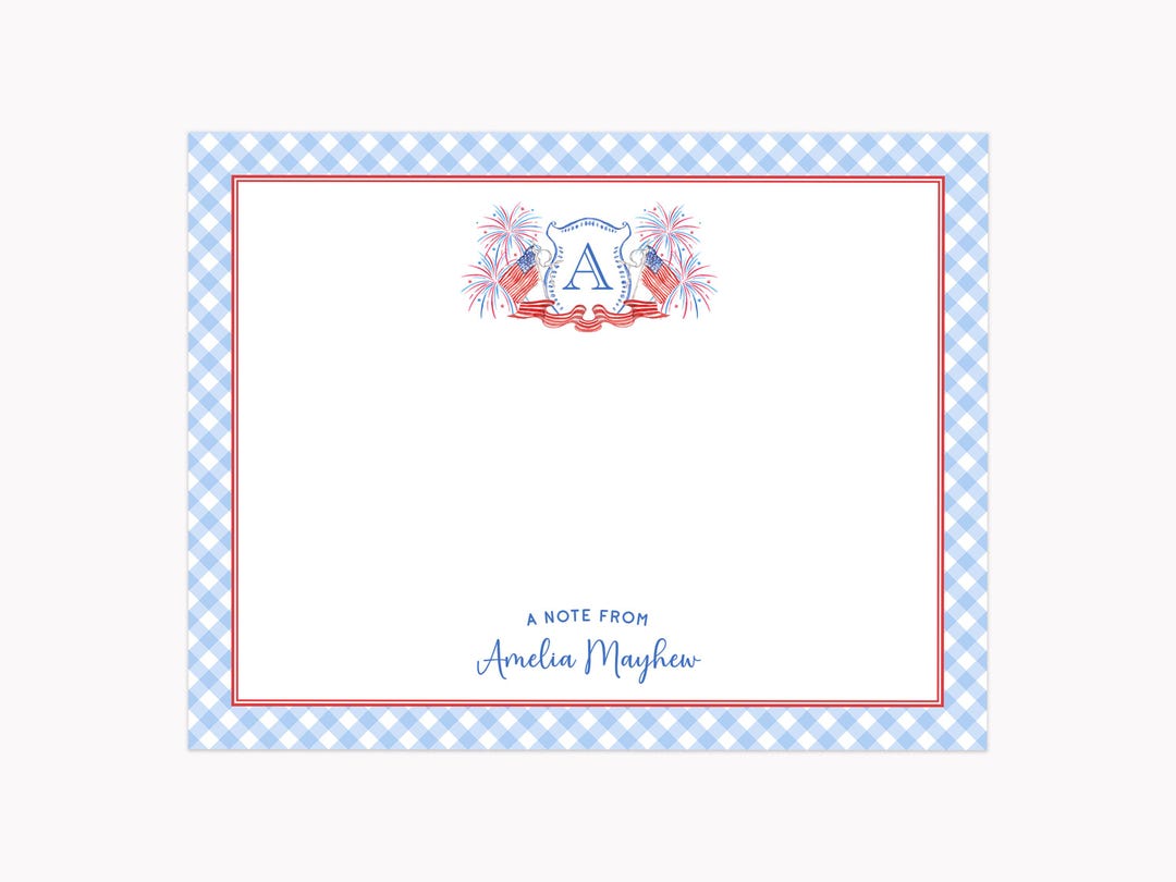 American Flag Crest Note Cards | Custom A2 Flat Patriotic Americana ...